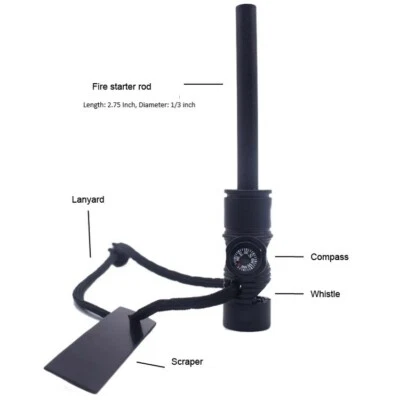 4 en 1 Supervivencia Exterior Pedernal Arrancador de Fuego Magnesio Arrancador de Fuego, Envío a EE. UU. Foto 1 de 4