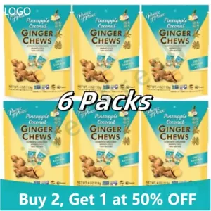 Prince of Peace Ingwer Kausnacks, Ananas Kokosnuss, Ingwer Süßigkeiten 4 Unzen (6 Packungen) - Bild 1 von 10