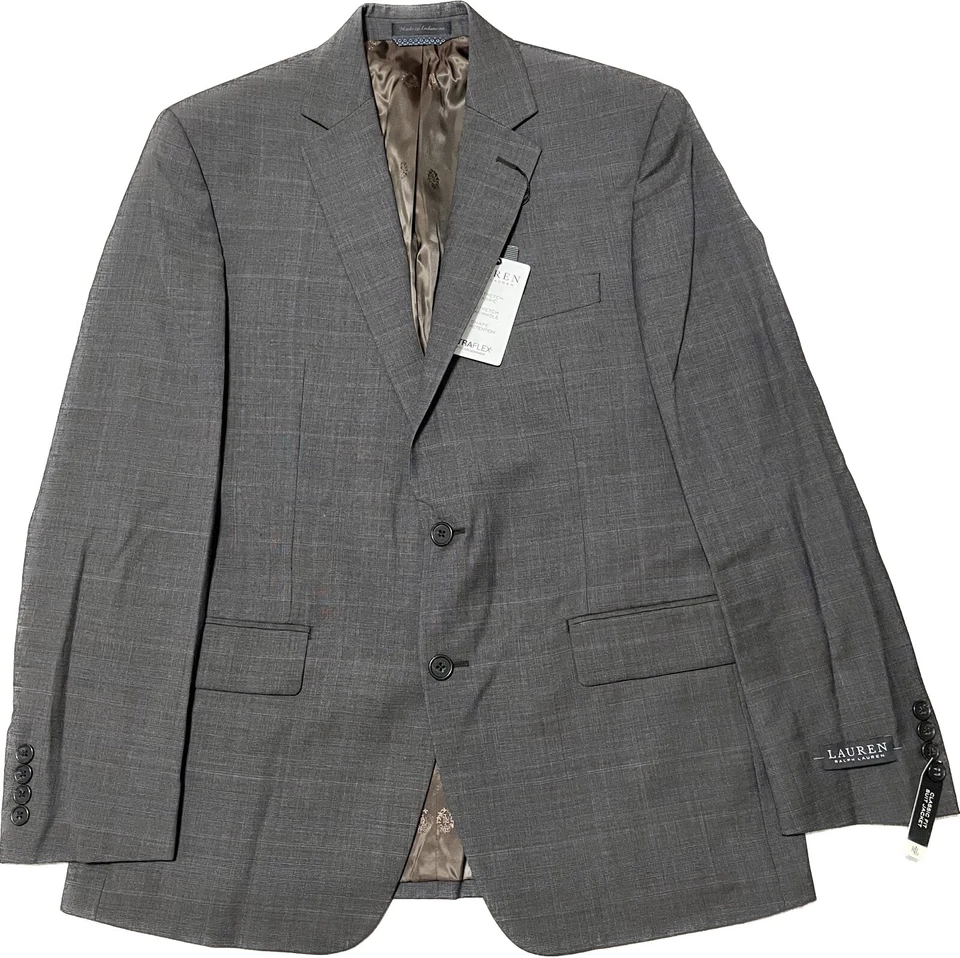 Lauren Ralph Lauren Lancaster Classit Fit UltraFlex Traje Chaqueta Marrón Cuadros 40R Foto 1 de 4