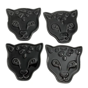 Set of 4 Ceramic Black Glossy Cat Cheetah Panther Coasters Drink Beverage Bar - Bild 1 von 3