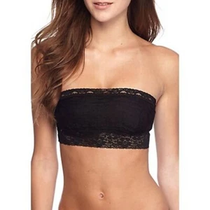 Free People NWT Women's XS Black Bandeau Scallop Lace Bralette F715O220A - Picture 1 of 2