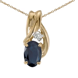 10k Yellow Gold Oval Sapphire & Diamond Pendant (Chain NOT included) P1861-09 - Picture 1 of 1