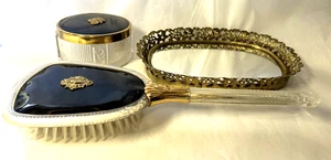 (#2) 3pc Vintage 1960's Gold Filigree - Hollywood Regency - Vanity Dresser Items - Picture 1 of 13