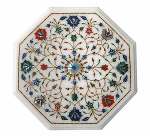12" Marble Side Table Top Inlay Pietra dura Floral Art work Home Decor - Picture 1 of 3