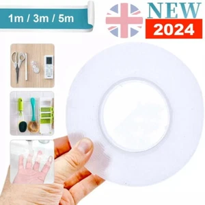 Nano Strong Clear Double Sided Grip Tape Traceless Removable Washable Adhesive - Picture 1 of 42