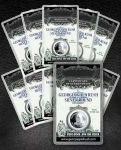 GEORGIA GOLD RUSH SILVER ROUNDS; CONFEZIONE COMBINATA DA 10; 1/10 ONCIA .999 ARGENTO FINE - Foto 1 di 3