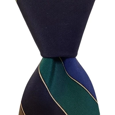 Corbata de seda vintage VITALIANO PANCALDI para hombre ITALIA lujo a rayas azul/marrón usada en excelente estado Foto 1 de 3