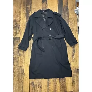 Steinbock Himalaya Loden Wool Air Force Trench Coat Double Breasted Black 40R - Picture 1 of 10