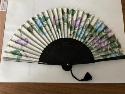 Складной вентилятор Sensu Hanae Mori цветочный синий фиолетовый утренняя слава - Изображение 1 из 4