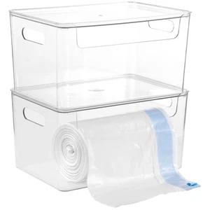 2pcs Trash Bag Holder Dispenser - Acrylic Trash Bag Dispenser Roll Holder, Ga... - Bild 1 von 6