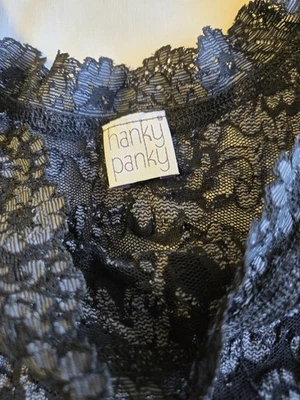 Hanky Panky Lacy Tank Cami Camisole Black Grey Sheer Lace Classic Sexy Lingerie - Image 1 of 4