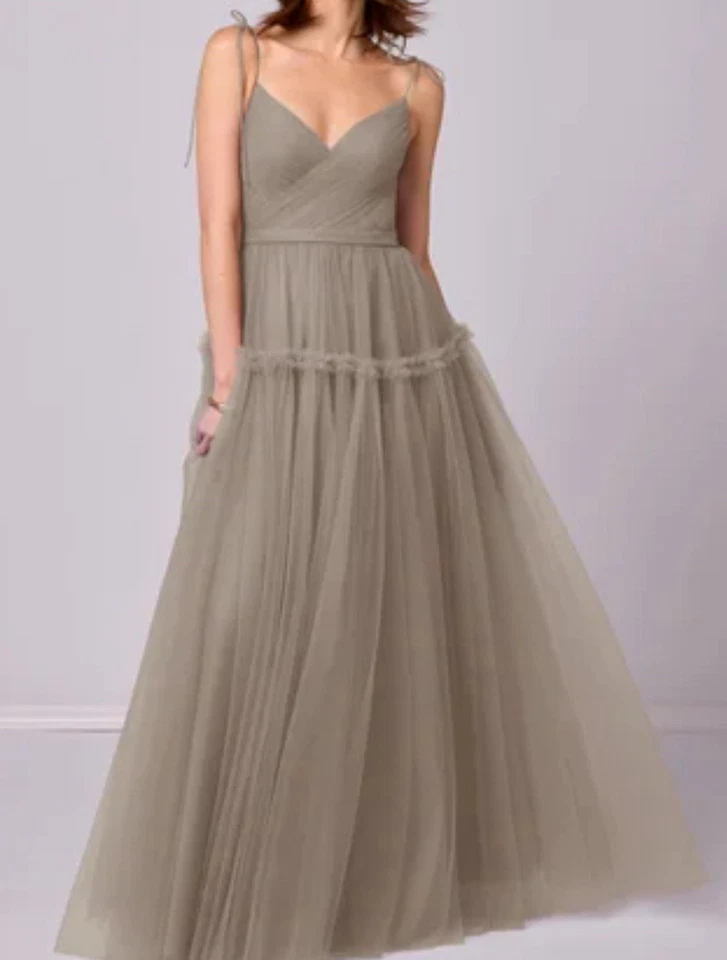 Barbie Colección Azazie 1035 Vestido Taupe Tamaño Personalizado Busto 42” Cintura 36” Pequeño Foto 1 de 4