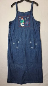 Westbound Petites Damen PM Blue Jeans Pullover Kleid bestickt Schneemann (40x44) - Bild 1 von 8