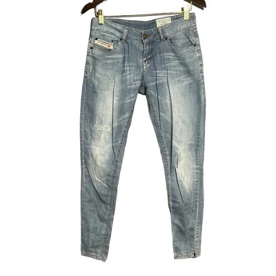 Diesel Italy Skinny Jeans Women W31xL31 Distressed Light Washed Faded Biker Moto - Image 1 of 4