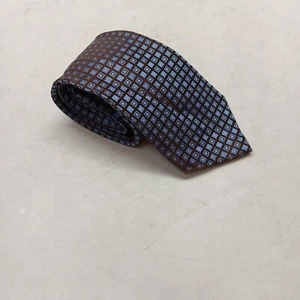 GEOFFREY BEENE Handmade 100% Silk Tie Men's Blue Brown Black Necktie - Imagen 1 de 6
