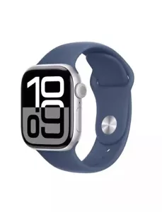 Apple Series 10 42mm Waterproof Smart Watch GPS (2024) Denim Sport Band - S/M - Picture 1 of 10