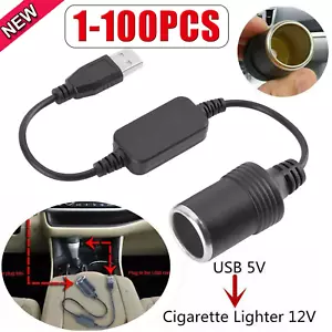 Car Cigarette Lighter Socket Female Converter USB To 12V Adapter Cable Cord lot - Picture 1 of 9