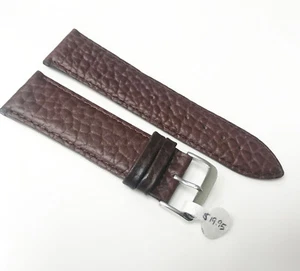 Correa de reloj Speidel de cuero original genuino 24 mm tono marrón oscuro hebilla plateada - Imagen 1 de 5
