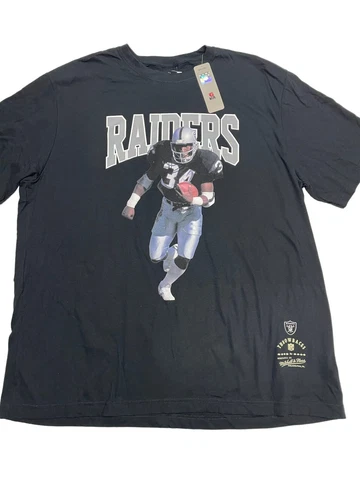 Bo Jackson Raiders Mitchell & Ness Throwback Black T-Shirt Men’s Size 2XL Cover