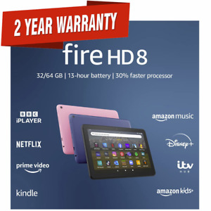 Amazon Fire HD 8 Tablet Latest (12th Gen), 8" HD, 32GB - 2 Year Warranty - BLACK