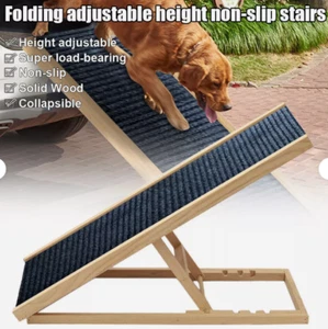 Foldable Dog Ramps Solid Wood Pine. For high Beds, Car Doors, Caravans & Trucks - Picture 1 of 9