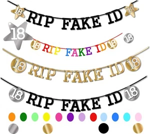 rip fake id 18th Birthday banner party decoration bunting driving licence - Picture 1 of 3