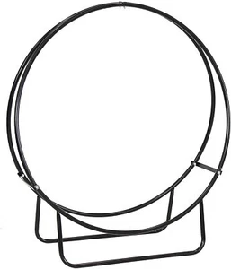 Sunnydaze 40 in Black Steel Indoor/Outdoor Firewood Log Hoop Rack, Wood Storage - Picture 1 of 1
