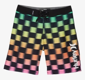 ✅ $35 Hurley Board Swim Trunks Boys S Checkered Black Shorts Summer Beach Pool💯 - Picture 1 of 5