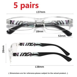5 PK Mens Womens Unisex Rectangular Blue Light Blocking Reading Glasses Readers - Picture 1 of 6