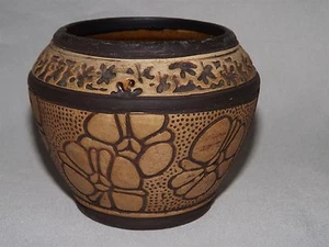 Tazón/jarrón pequeño de madera de arcilla Weller Pottery EE. UU. - Imagen 1 de 5