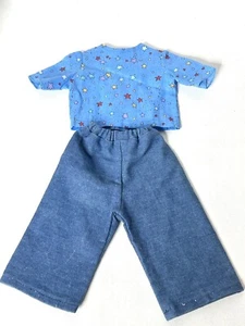 18" doll Outfit Blue Jean Pants W/ Colorful Star Top fits American Girl doll - Picture 1 of 3