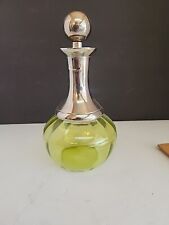 Vintage Decanter Bottle Glass Green Rounded 9 Inch