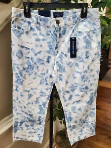 Chaps Denim Women's White & Blue Cotton Mid Rise Slimming Fit Jeans Pant Size 10 - Picture 1 of 9