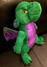 Animaland DRAGON 16" Plush Metallic Green Purple 2006 Stuffed Animal