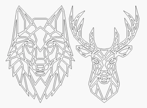 Geometric Design Acrylic Stag & Wolf Head - Picture 1 of 4