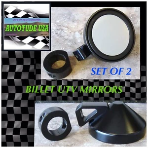 UNIVERSAL UTV RZR RANGER YXZ WILDCAT BILLET SIDE MIRRORS PAIR 1 3/4" BAR BLACK - Picture 1 of 4