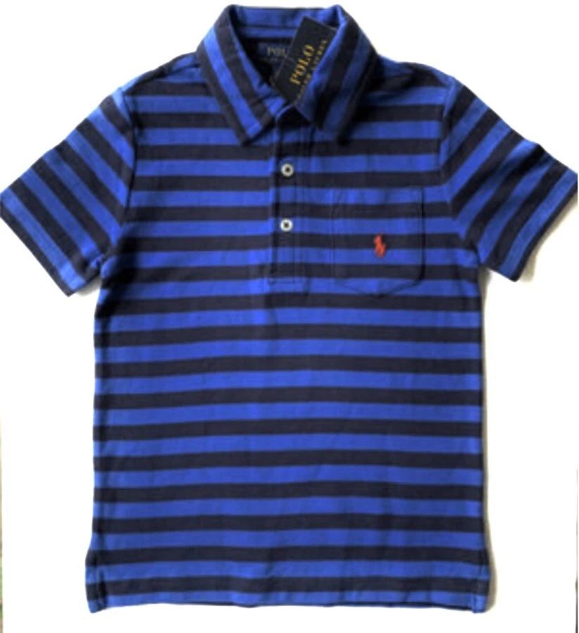 Ralph Lauren Blue Boys shark Polo Shirt Kid Size 4