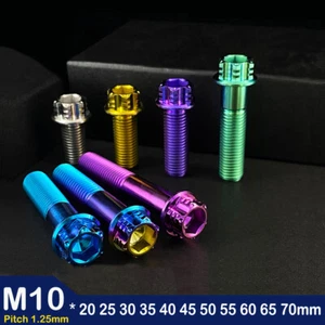 M10x20-70mm 1,25mm cabeza de flor brida ti pernos hexagonal tornillos de titanio - Imagen 1 de 11