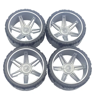 4 Knex Racing Wheels Large Tires 2.25" with Gray Hubs K'nex Parts 2 1/4" - Image 1 of 4