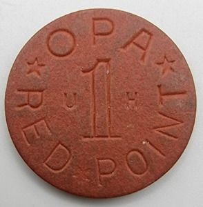 OPA RED Point Token U-H War Ration WW2 Vintage Old Coin UH