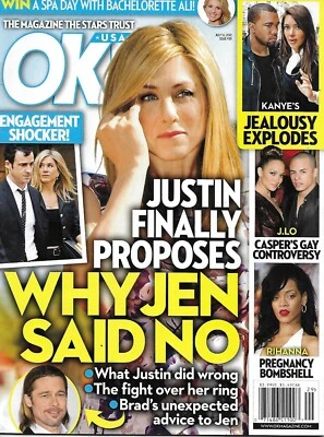Ok Magazine Jennifer Aniston Justin Theroux Kanye West Kim Kardashian Rihanna Foto 1 de 4