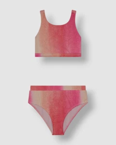 Splendid Kids Girl's Pink Dip Dye Scoop Neck Two Piece Swimsuit Bikini Size 7 - Picture 1 of 3