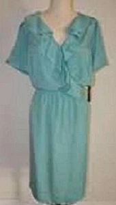 Vestido de Trabajo Alex Marie Eveline Tropics Verde Satinado Volantes 2X 18W-20W $139 PLUS - Imagen 1 de 3