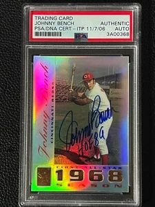 Johnny Bench HOF 89 Reds 2003 Topps Tribute Signed Autograph PSA DNA *68 - Picture 1 of 2