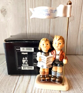 Goebel M.I Hummel Figurine HUM790 "Celebrate w/ Song" Boy & Girl w/ Flag - Picture 1 of 17