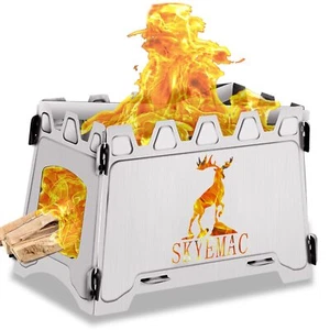 Camping Wood Burning Stove Portable - Folding Collapsible Backpacking Stainless - Picture 1 of 7