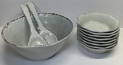 Juego de ensaladeras de melamina gris agrietado rústico Al Fresco by Hobby Lobby Foto 1 de 4