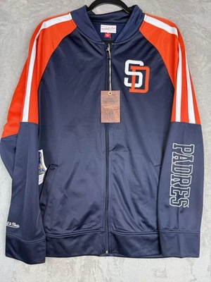 Mens Mitchell & Ness MLB COLOR BLOCKED TRACK JACKET VINTAGE LOGO PADRES - Image 1 of 4