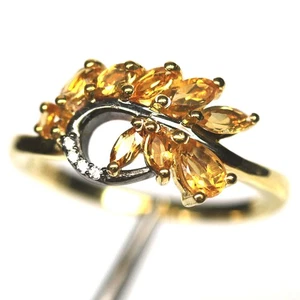 Anillo de plata de ley 925 amarillo citrino y circón de dos tonos talla 9 - Imagen 1 de 4