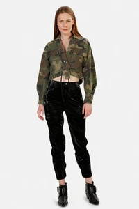 Pantaloni pilota RtA donna Harlan XS Flux neri ecopelle verniciata lucidi nuovi con etichette $325 - Foto 1 di 16